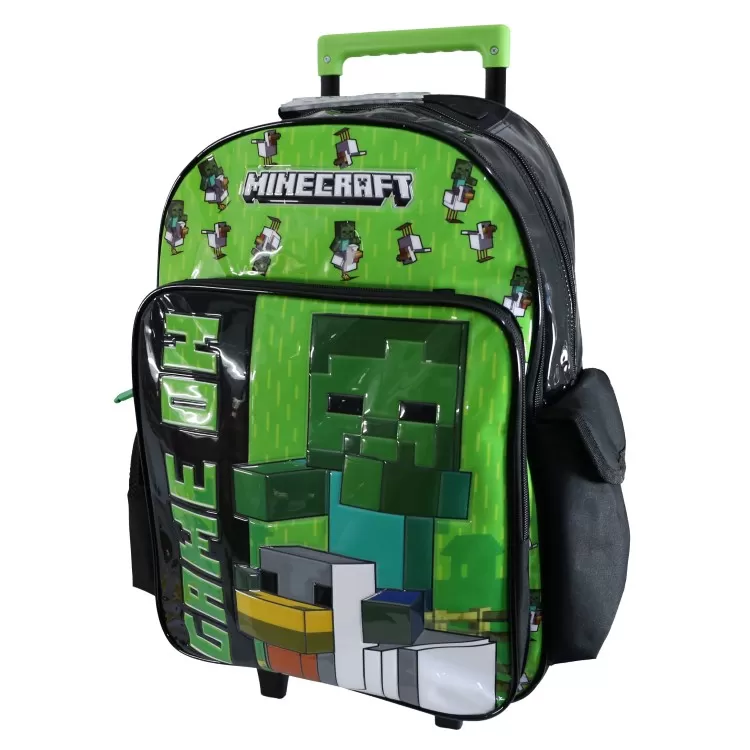 Mochila Escolar Cresko 2026 Minecraft 18" con Carro Art.MI221